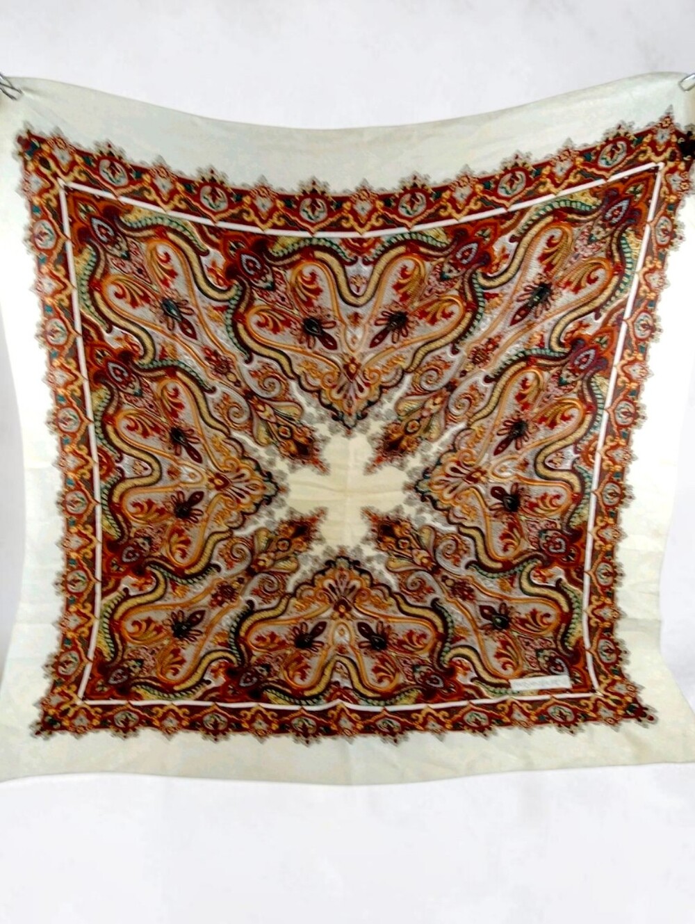 YSL Yves Saint Laurent Paisley Silk Scarf